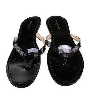Jimmy Choo
Patent Leather Crystal Embellishments Slide sandals